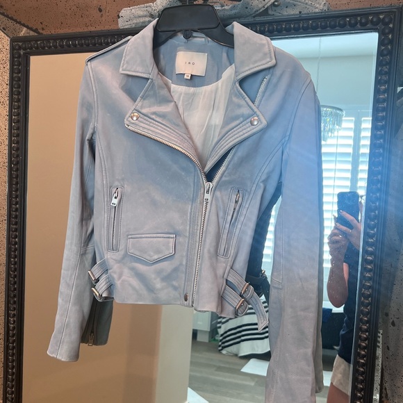 IRO PALE BLUE LEATHER JACKET - Picture 4 of 5